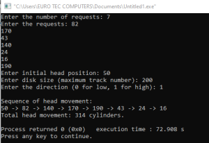 C Program for LOOK Disk Scheduling Algorithm » CS Taleem