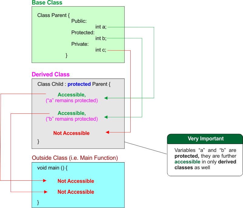Derived Class protected- Access Specifiers in Inheritance