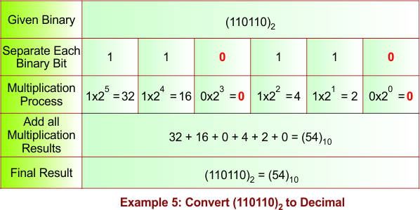 Binary to Decimal Conversion Example 5