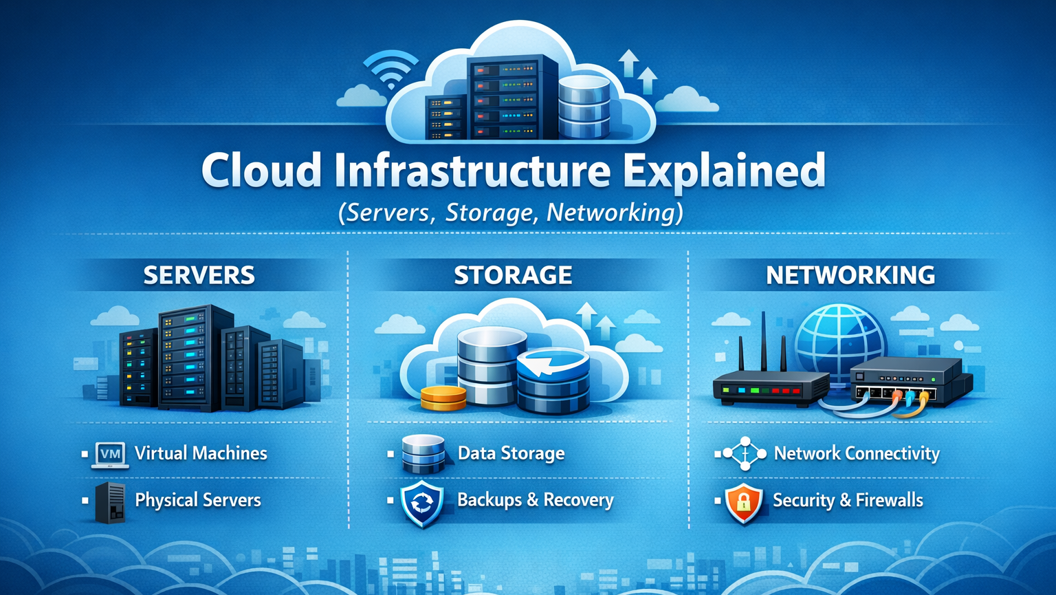 Cloud Infrastructure Explained (Servers, Storage, Networking)