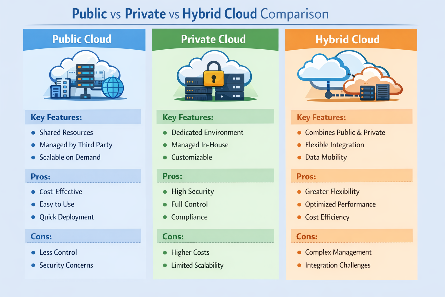 Cloud service comparison infographic