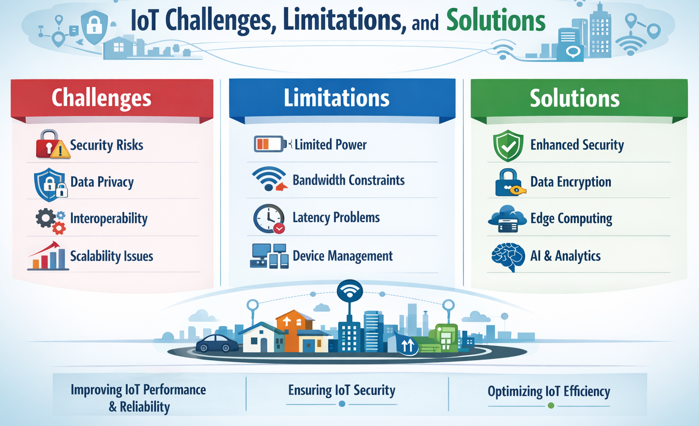 IoT challenges, limitations, and solutions