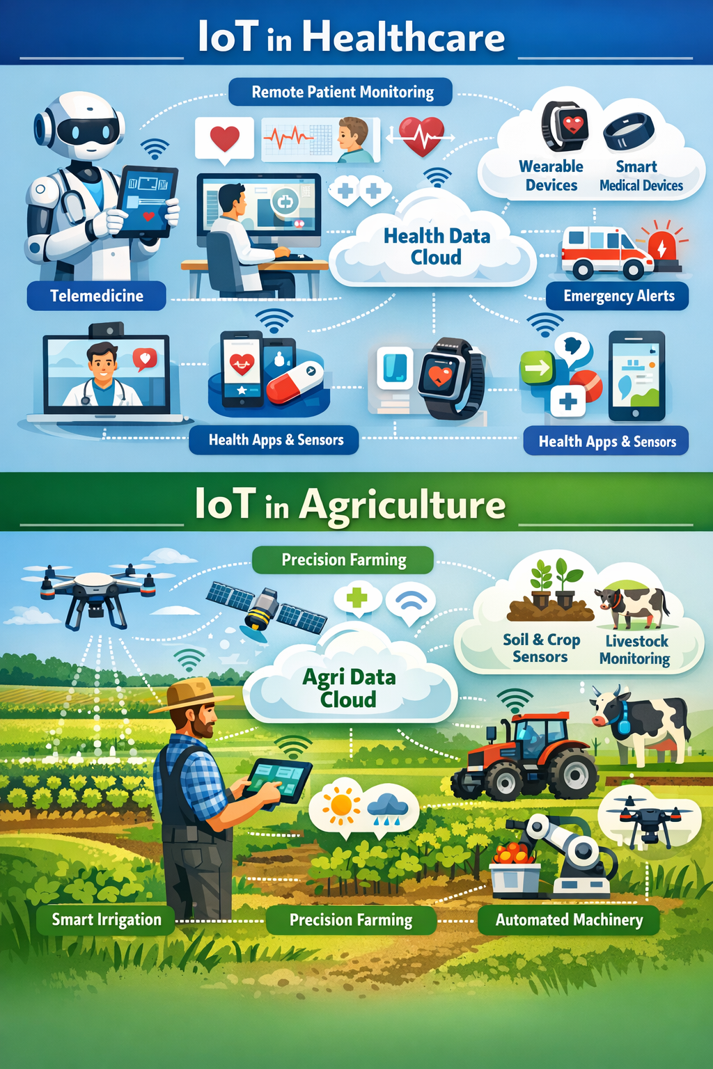 IoT in healthcare and agriculture