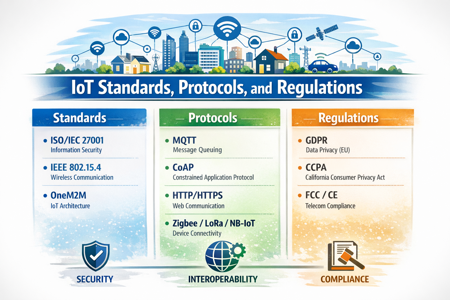 IoT standards, protocols, and regulations guide