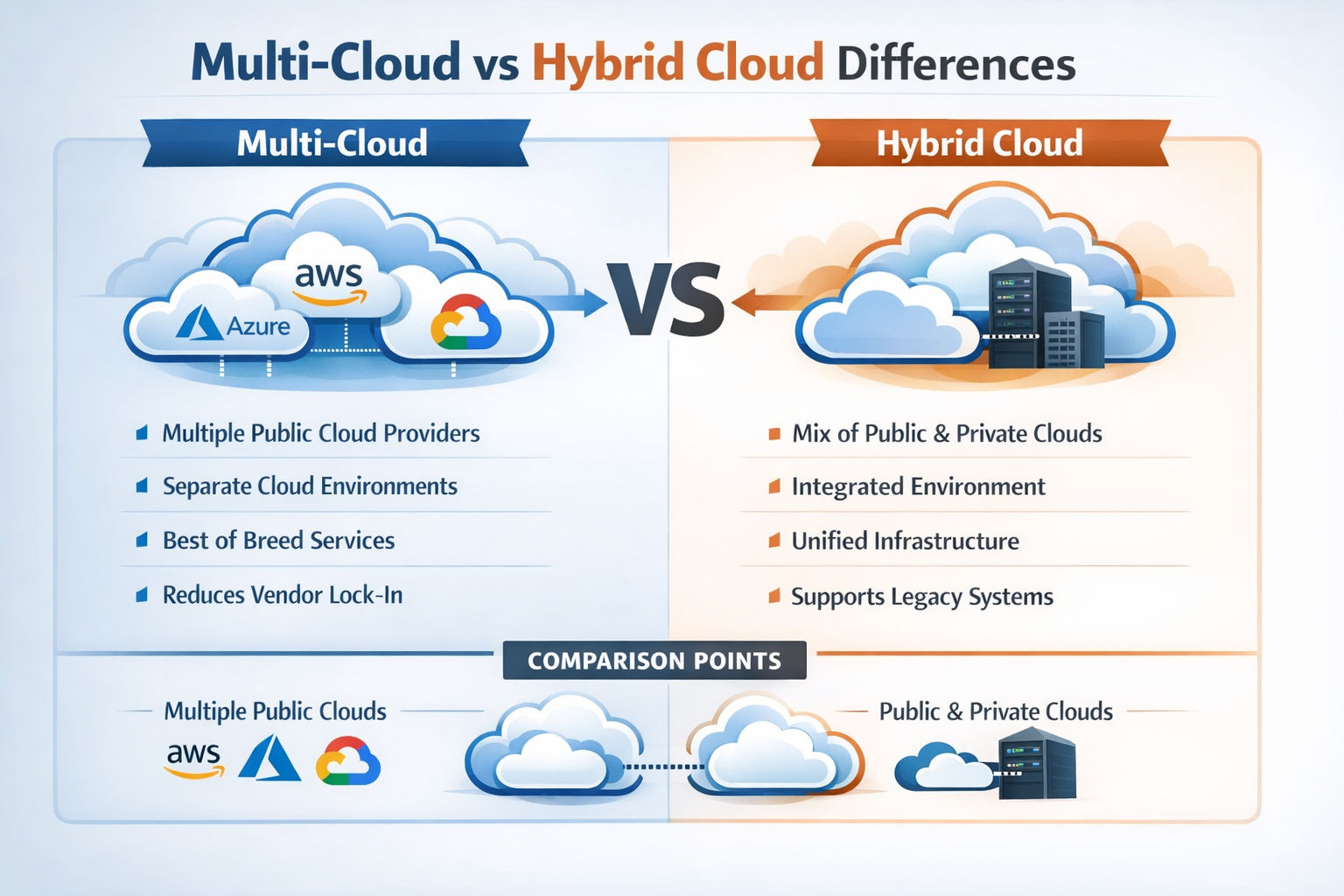 Multi-Cloud vs Hybrid Cloud Differences