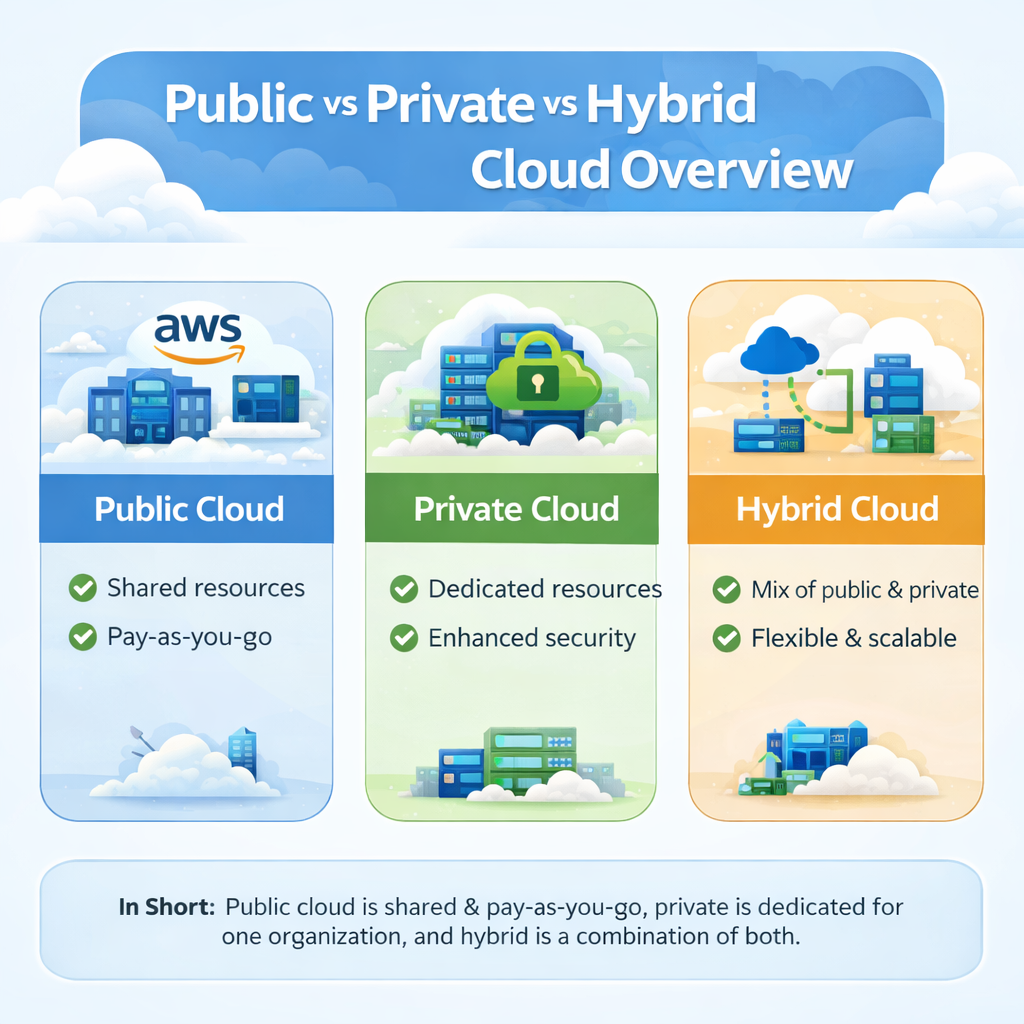 Public vs Private vs Hybrid Cloud Overview
