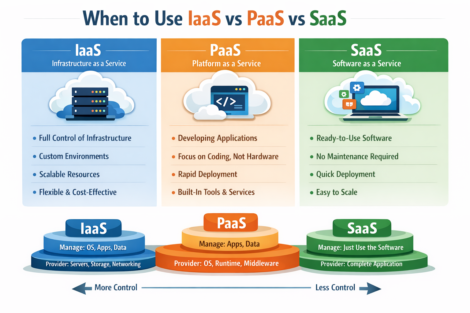 When to Use IaaS vs PaaS vs SaaS