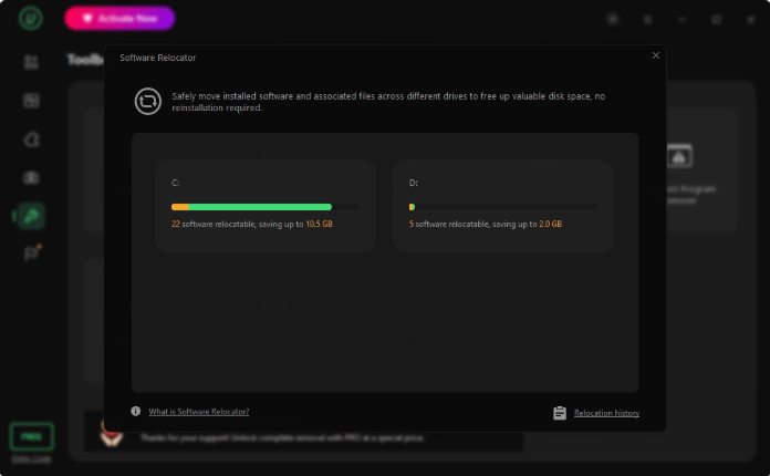 Moves Programs to Another Drive